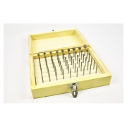 Set: 54 Hohlbohrer Abbohrer in Holzbox - 0,9 - 9 mm